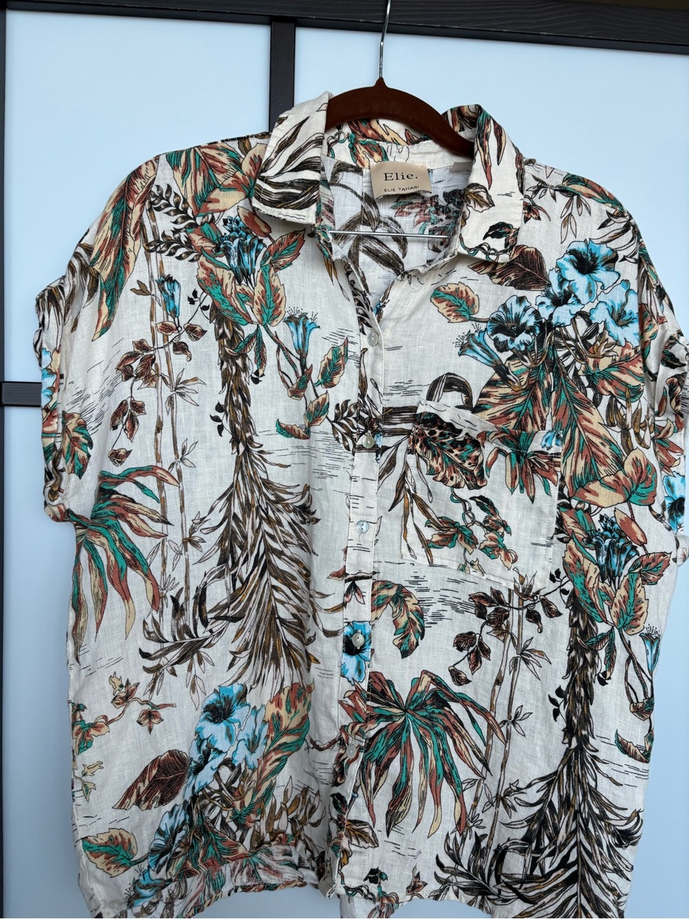 Elie Tahari 100% Linen Botanical Print Button-Down Shirt – Size M - Picture 2 of 8